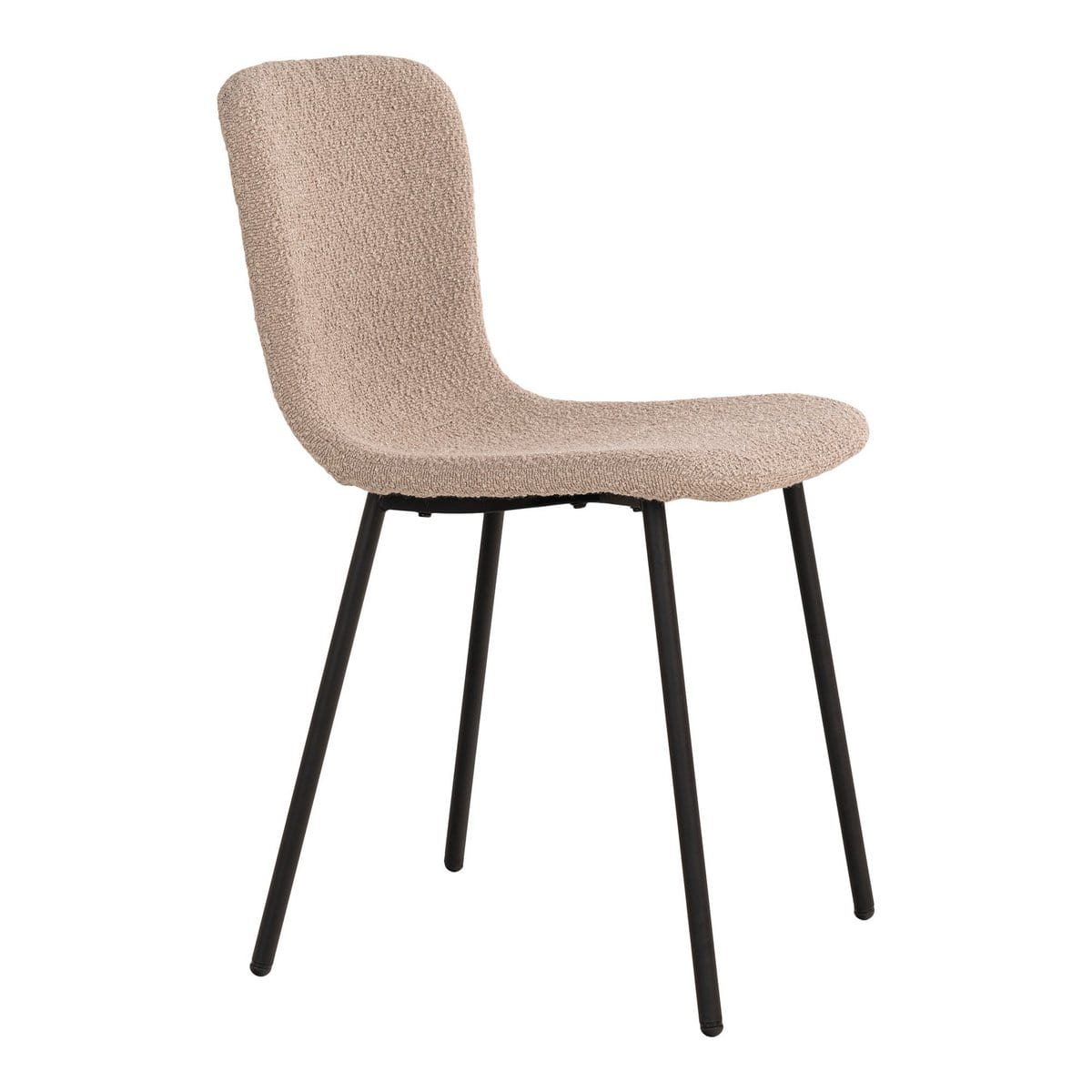 House Nordic ApS Halden Dining Chair - Eetkamerstoel in bouclé, beige met zwarte poten, HN1233 - set van 2