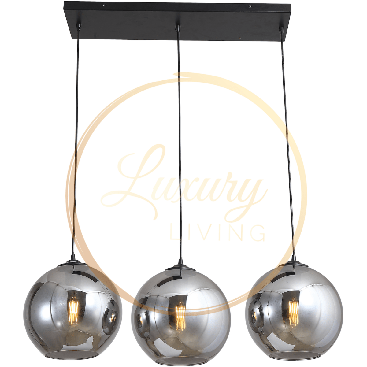 Luxury Living B.V. Hanglamp Smoke Glas 3-Licht Recht