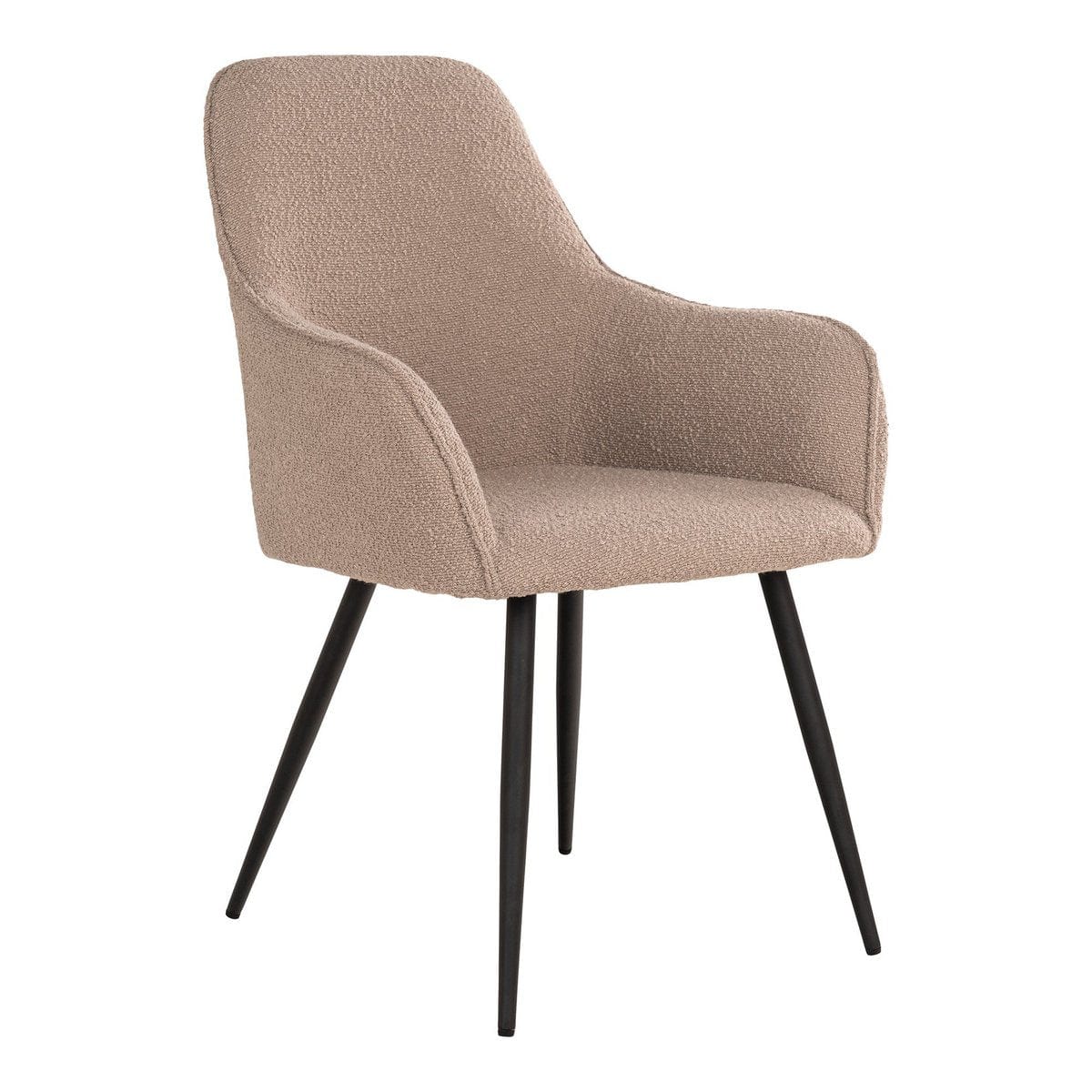 House Nordic ApS Harbo Dining Chair - Eetkamerstoel in bouclé, beige met zwarte poten, HN1233 - Set van 2