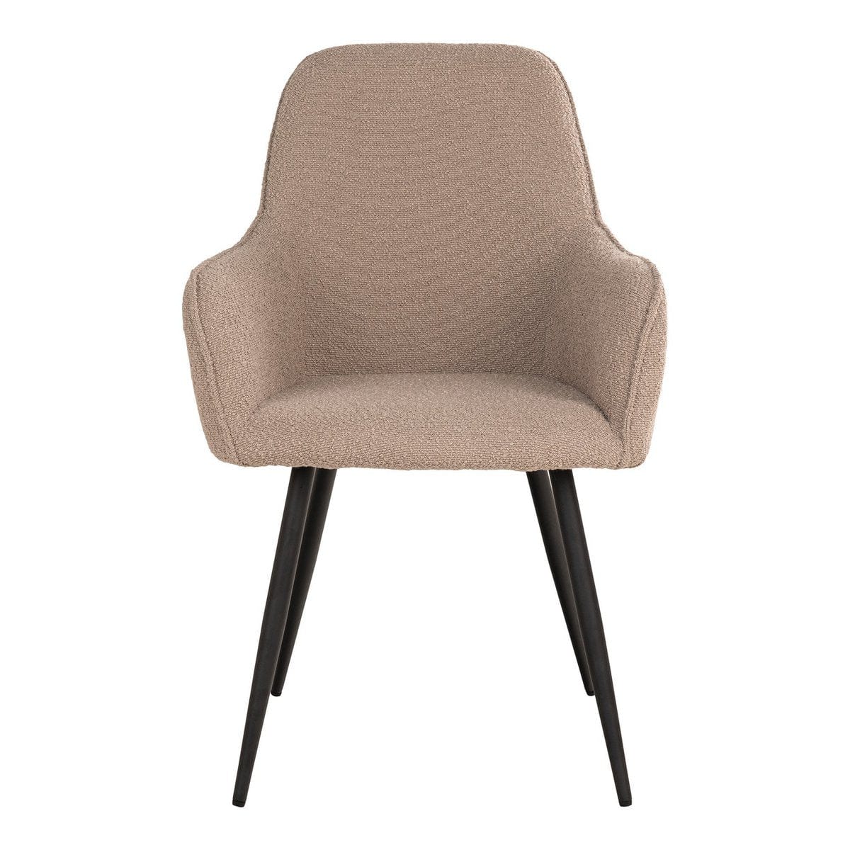 House Nordic ApS Harbo Dining Chair - Eetkamerstoel in bouclé, beige met zwarte poten, HN1233 - Set van 2