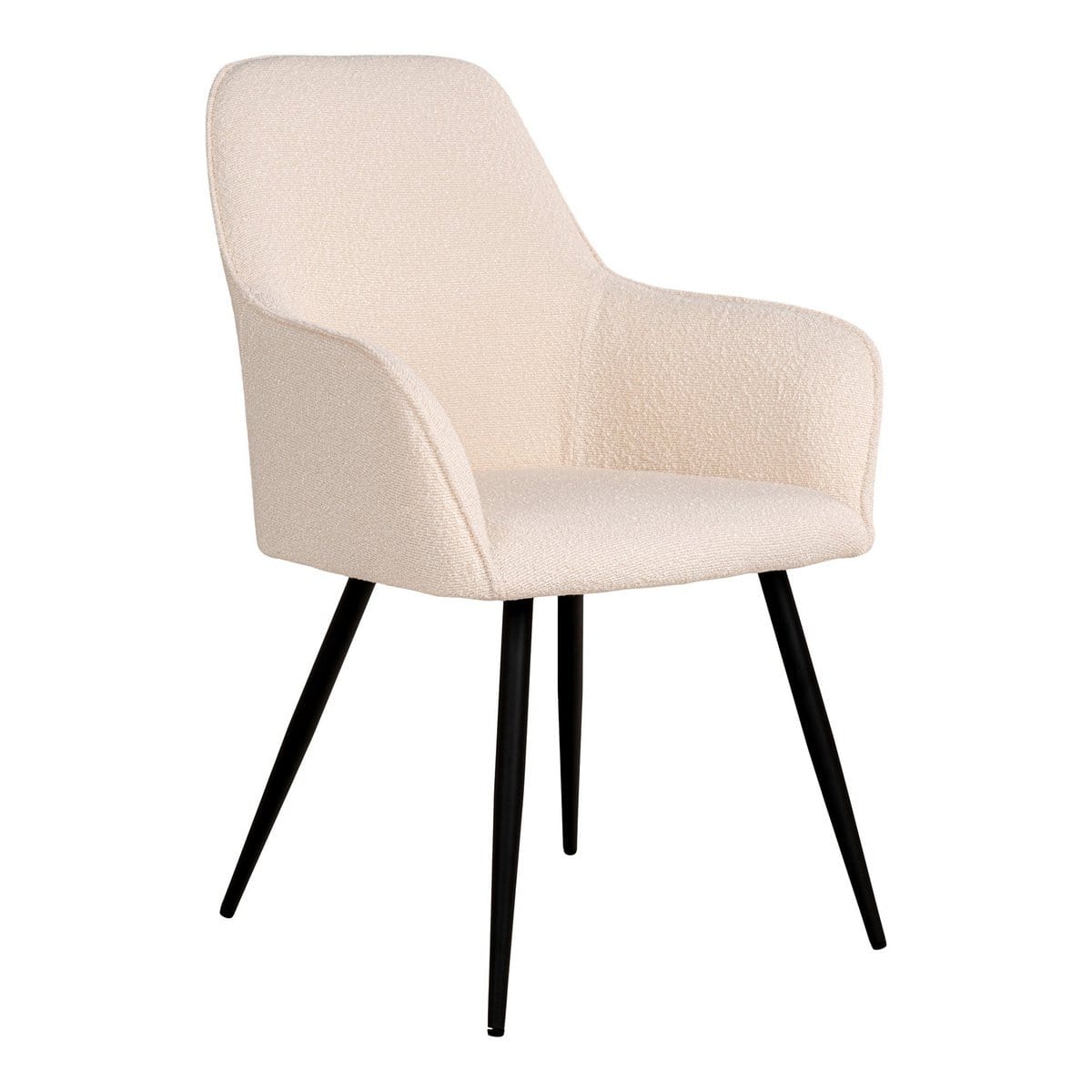 House Nordic ApS Harbo Dining Chair - Eetkamerstoel in bouclé, wit met zwarte poten, HN1232