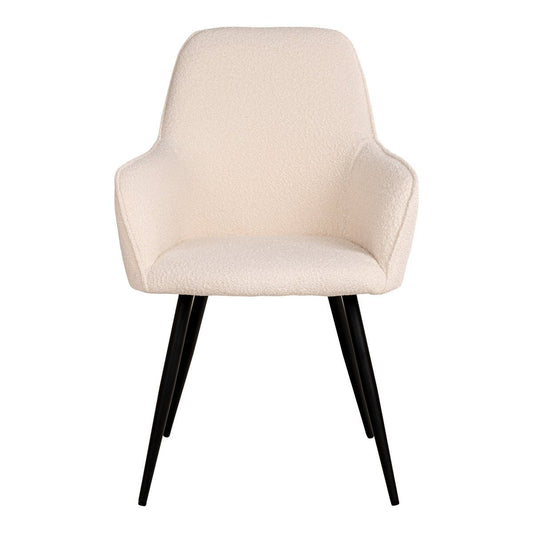 House Nordic ApS Harbo Dining Chair - Eetkamerstoel in bouclé, wit met zwarte poten, HN1232