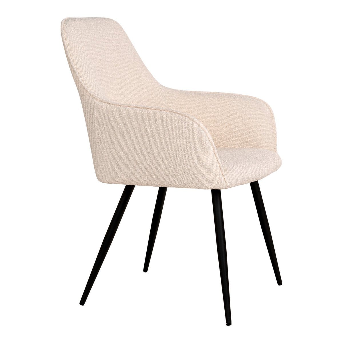 House Nordic ApS Harbo Dining Chair - Eetkamerstoel in bouclé, wit met zwarte poten, HN1232