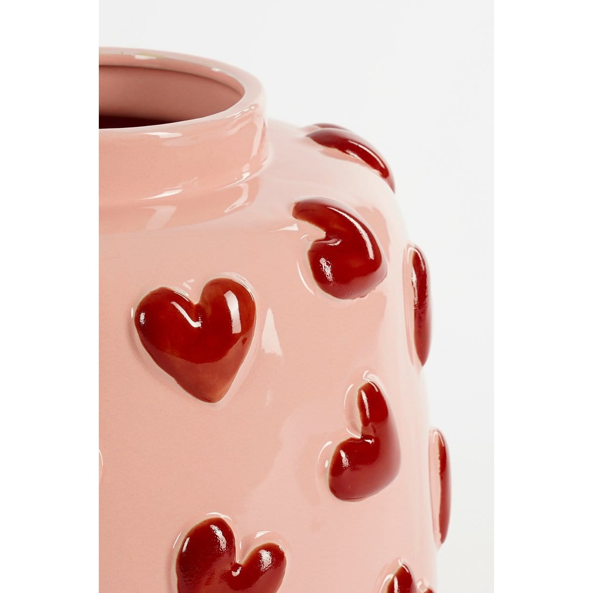 Mica Decorations Hearts Vaas - H28 x Ø29 cm - Keramiek - Roze, Rood