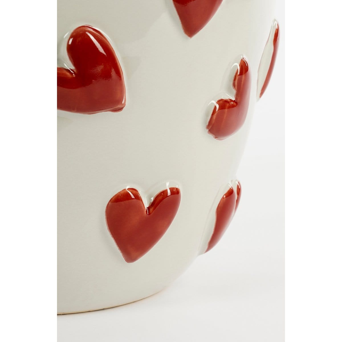 Mica Decorations Hearts Vaas - H33 x Ø30 cm - Keramiek - Wit, Rood