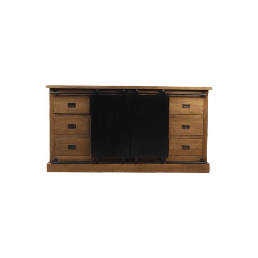 HSM Collection HSM Collection-Dressoir Blackburn 2 Deur 6 La-180x50x85-Naturel/Zwart-Teak/Metaal