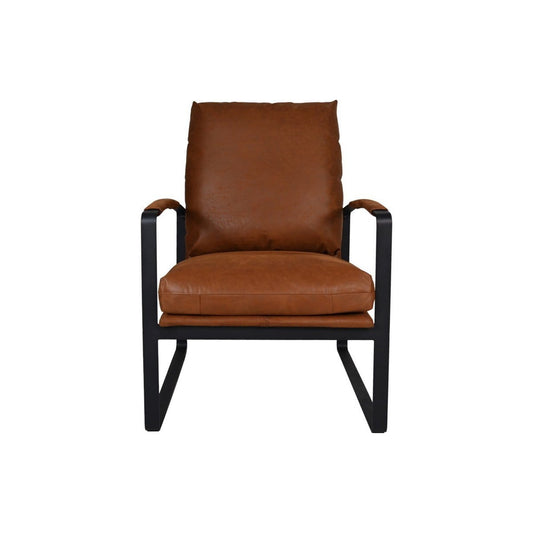 HSM Collection HSM Collection-Fauteuil Miami-95x65x95-Cognac/Zwart-Leder/Metaal