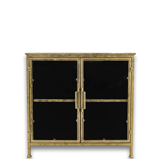 HSM Collection HSM Collection-Vitrinekast Laag Fletcher-93x42x90-Goud-Metaal/Glas