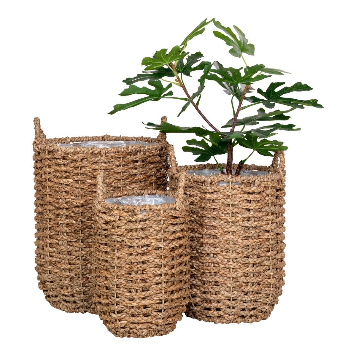 House Nordic ApS Hue Planter - Plantenbak, zeegras, rond, naturel, set van 3