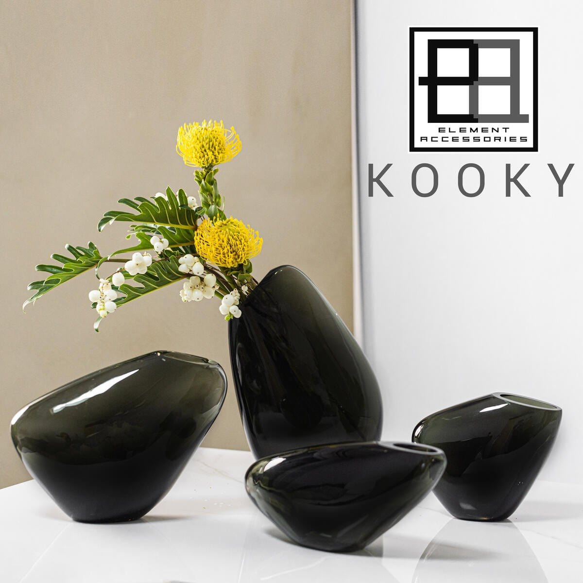 Element Accessories Innovatieve designvaas, kiezelachtige organische vorm, KOOKY21GR