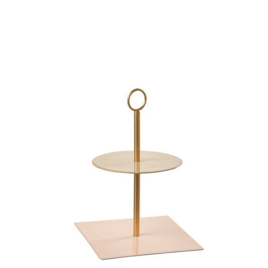 J-Line J-Line 2 Lagen bord - rond + vierkant - metaal - lichtroze/ beige