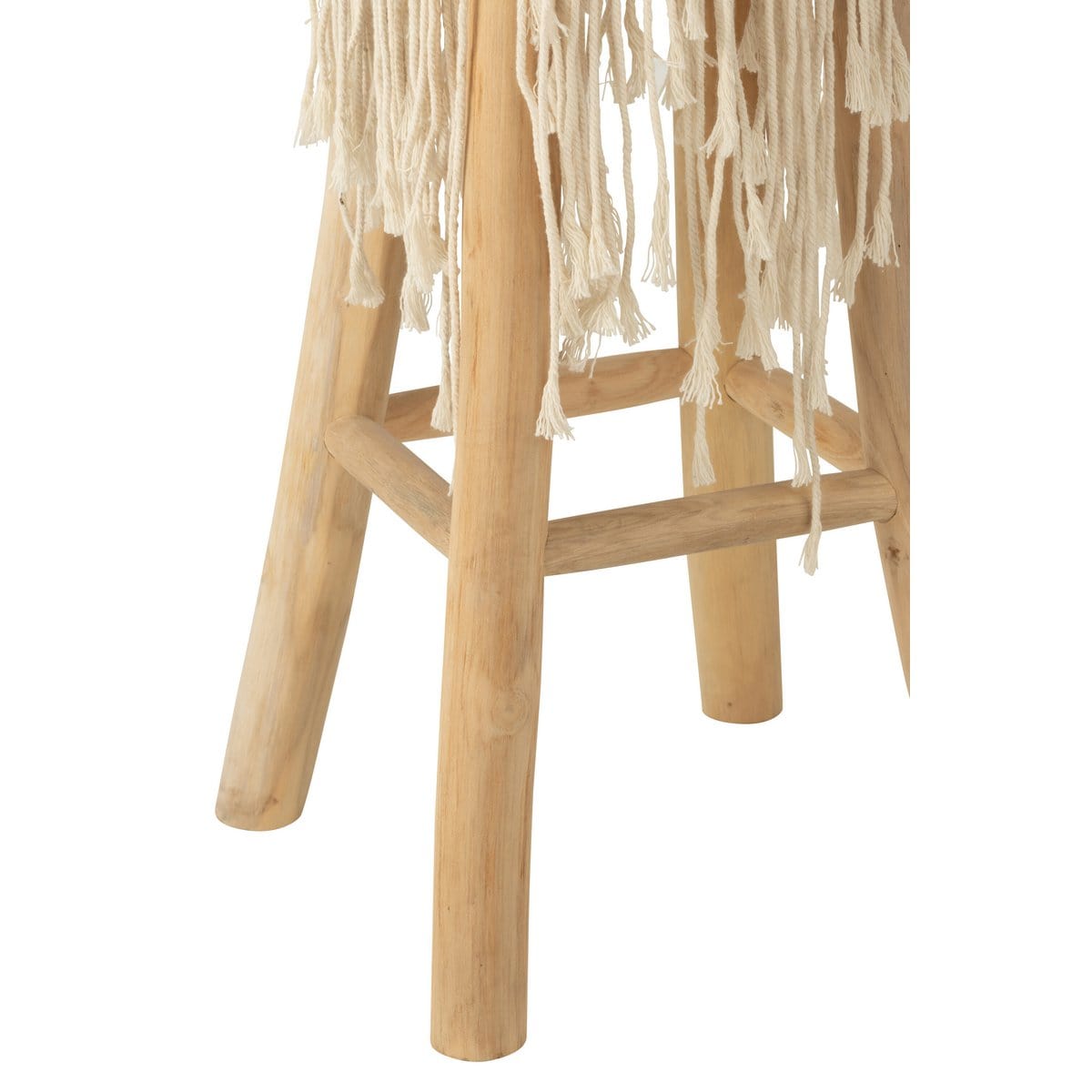 J-Line J-Line Barstoel Franjes Hout/Macrame Wit