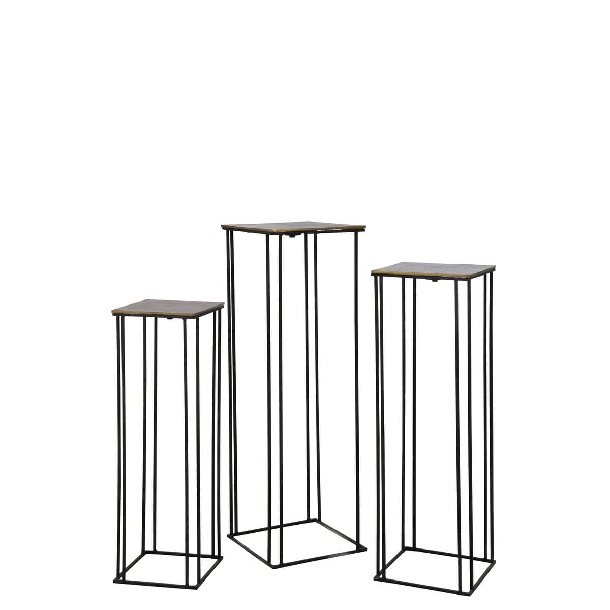 J-Line J-Line bijzettafel Hoog - aluminium - goud/zwart - set van 3