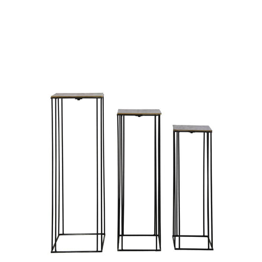 J-Line J-Line bijzettafel Hoog - aluminium - goud/zwart - set van 3