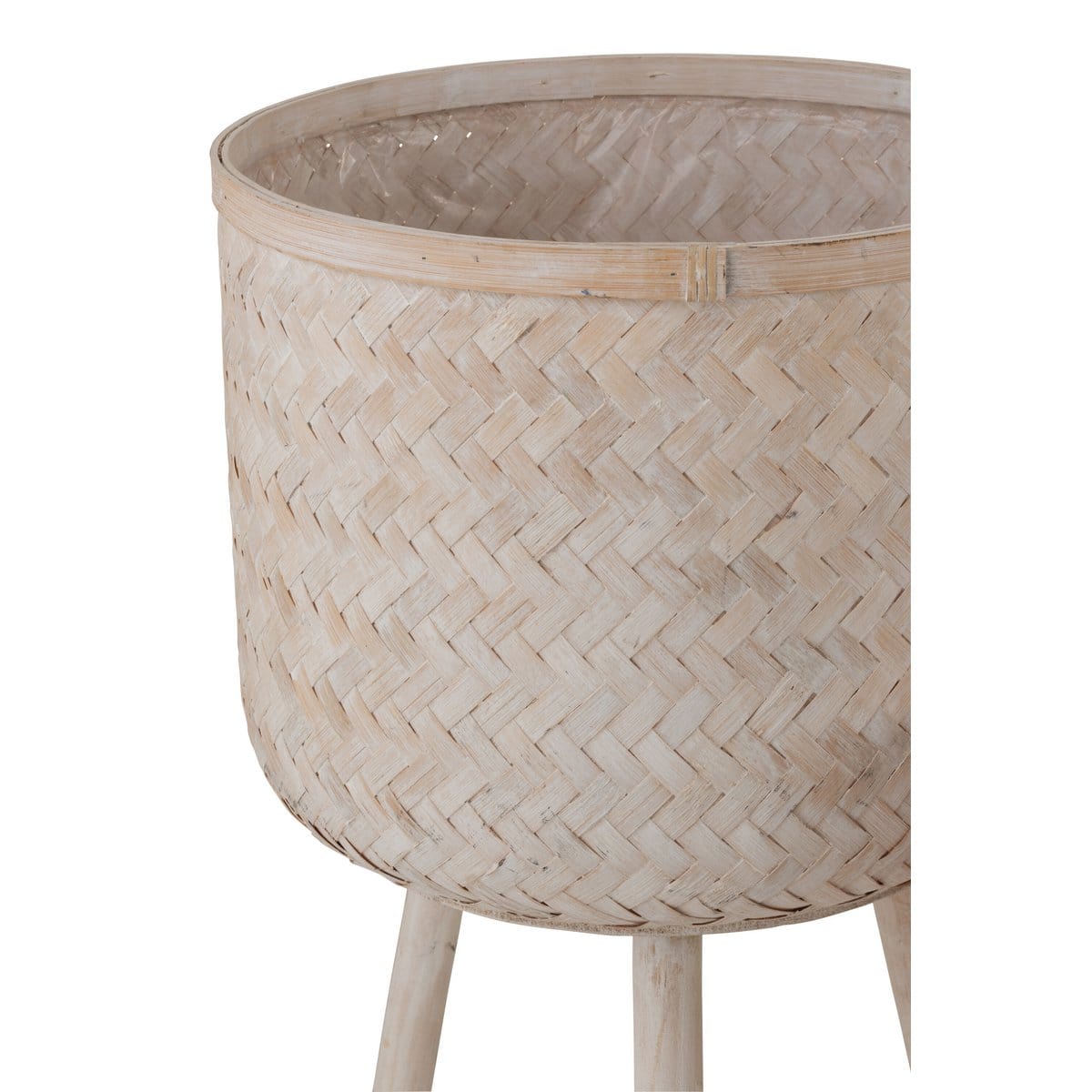 J-Line J-Line Bloempot bamboe - jute - naturel - Ø 37 cm - 3 stuks