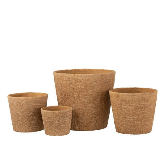 J-Line J-Line Bloempot Bistro - cement - naturel - Ø 26 cm - 2 stuks