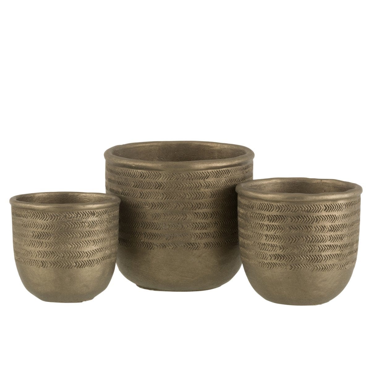 J-Line J-Line Bloempot Chalet - cement - groen/ goud - L - Ø 17.5 cm