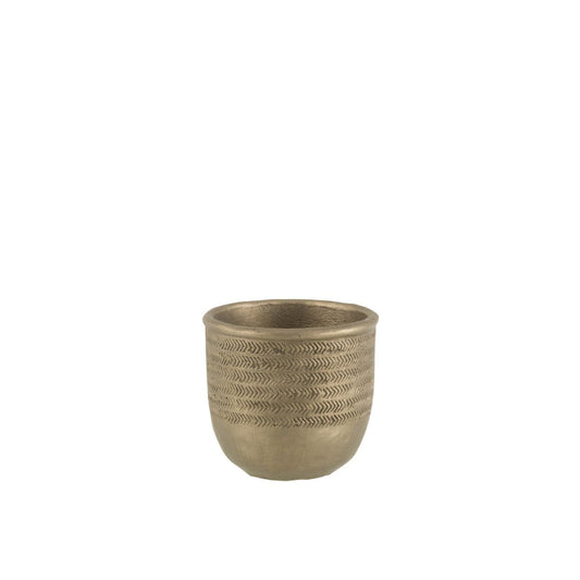 J-Line J-Line Bloempot Chalet Cement Groen/Goud Small