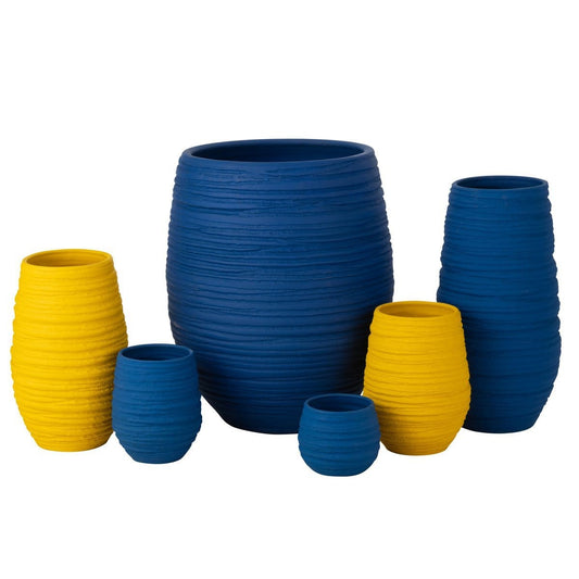 J-Line J-Line Bloempot Fiesta Keramiek Blauw Large