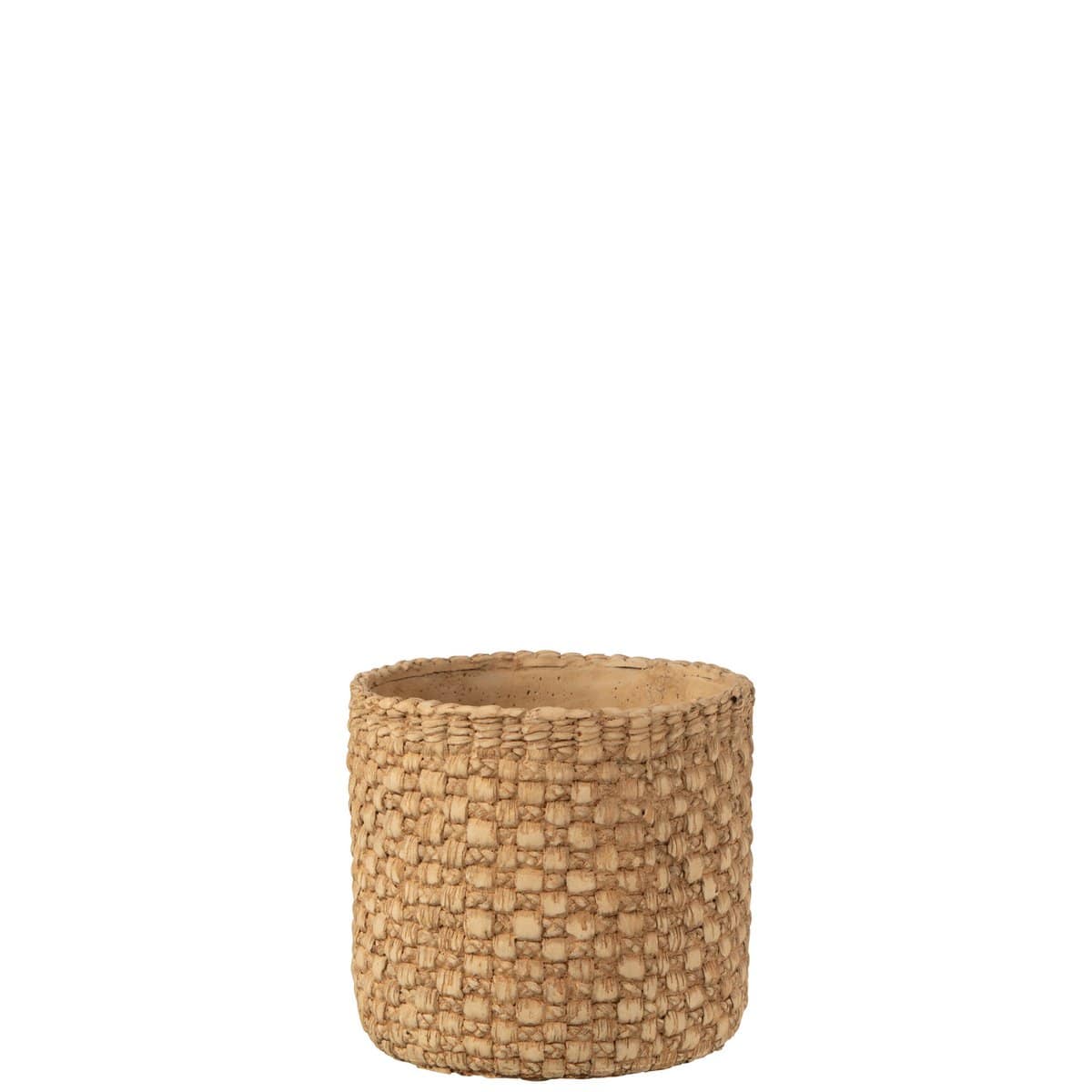 J-Line J-Line Bloempot Gewoven - cement - beige - Ø 16.5 cm - 2 stuks