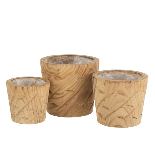 J-Line J-Line bloempot Gleuven - hout - natirel - large - Ø 22.00 cm