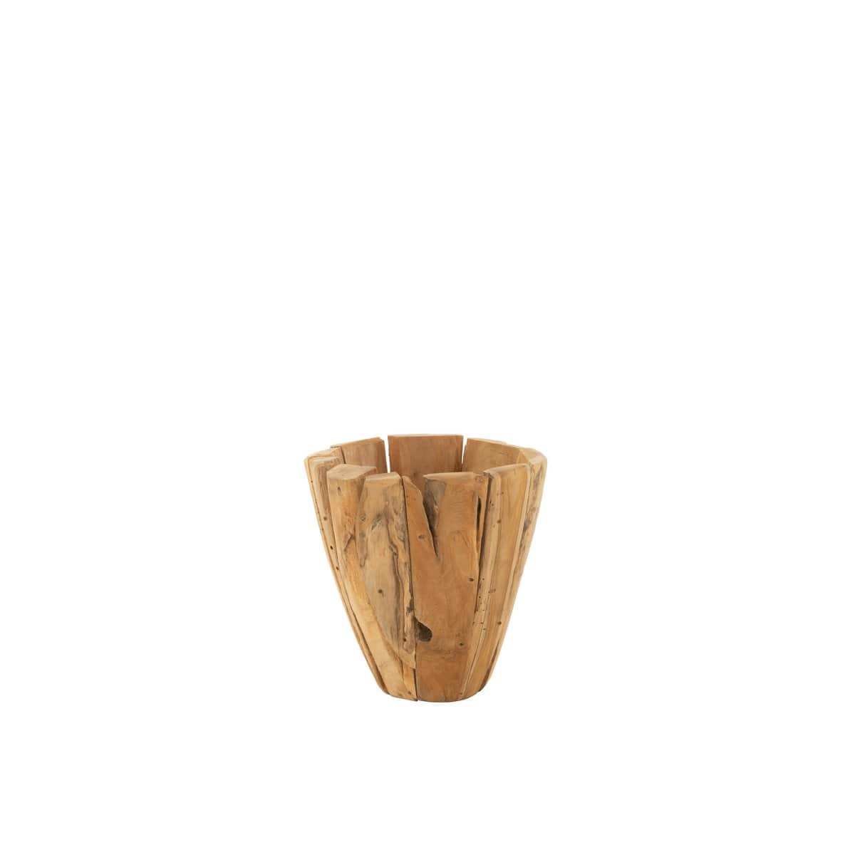 J-Line J-Line bloempot Jack Teak - hout - naturel - medium - Ø 35.00 cm