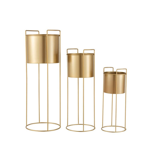 J-Line J-Line bloempot Op Voet - metaal - goud - Ø 28.00 cm - 3 stuks