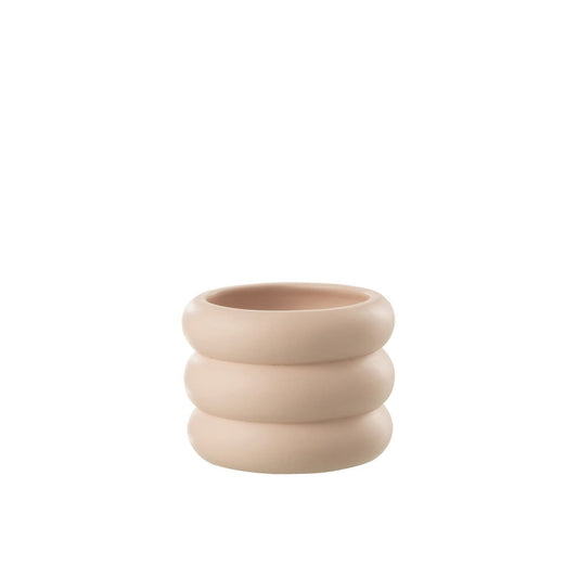 J-Line J-Line bloempot Ring - cement - beige - small - Ø 14.50 cm - 2 stuks