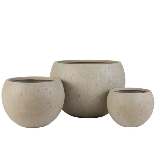 J-Line J-Line bloempot Rond Klei - keramiek - beige - Ø 55.50 cm - 3 stuks