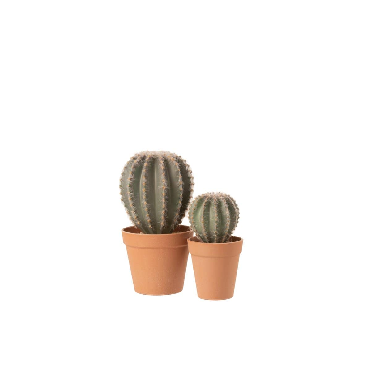 J-Line J-Line Cactus Bolvormig+Pot Kunststof Groen/Terracotta Large