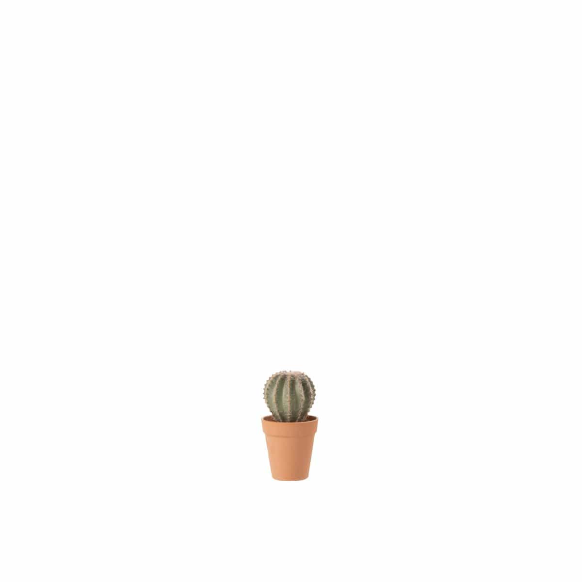 J-Line J-Line Cactus Bolvormig+Pot Kunststof Groen/Terracotta Small