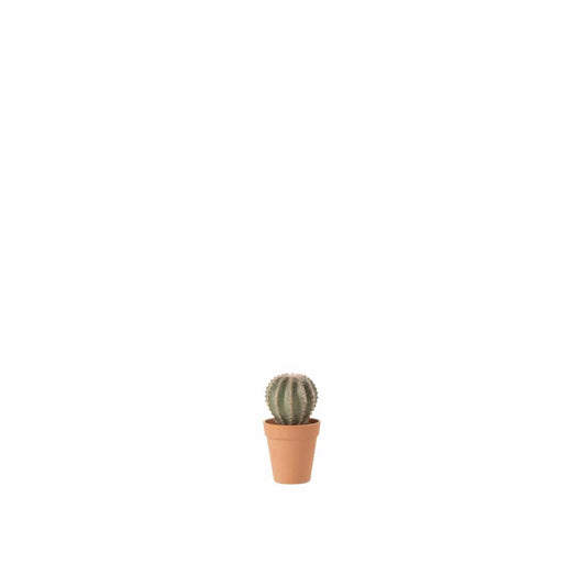 J-Line J-Line Cactus Bolvormig+Pot Kunststof Groen/Terracotta Small