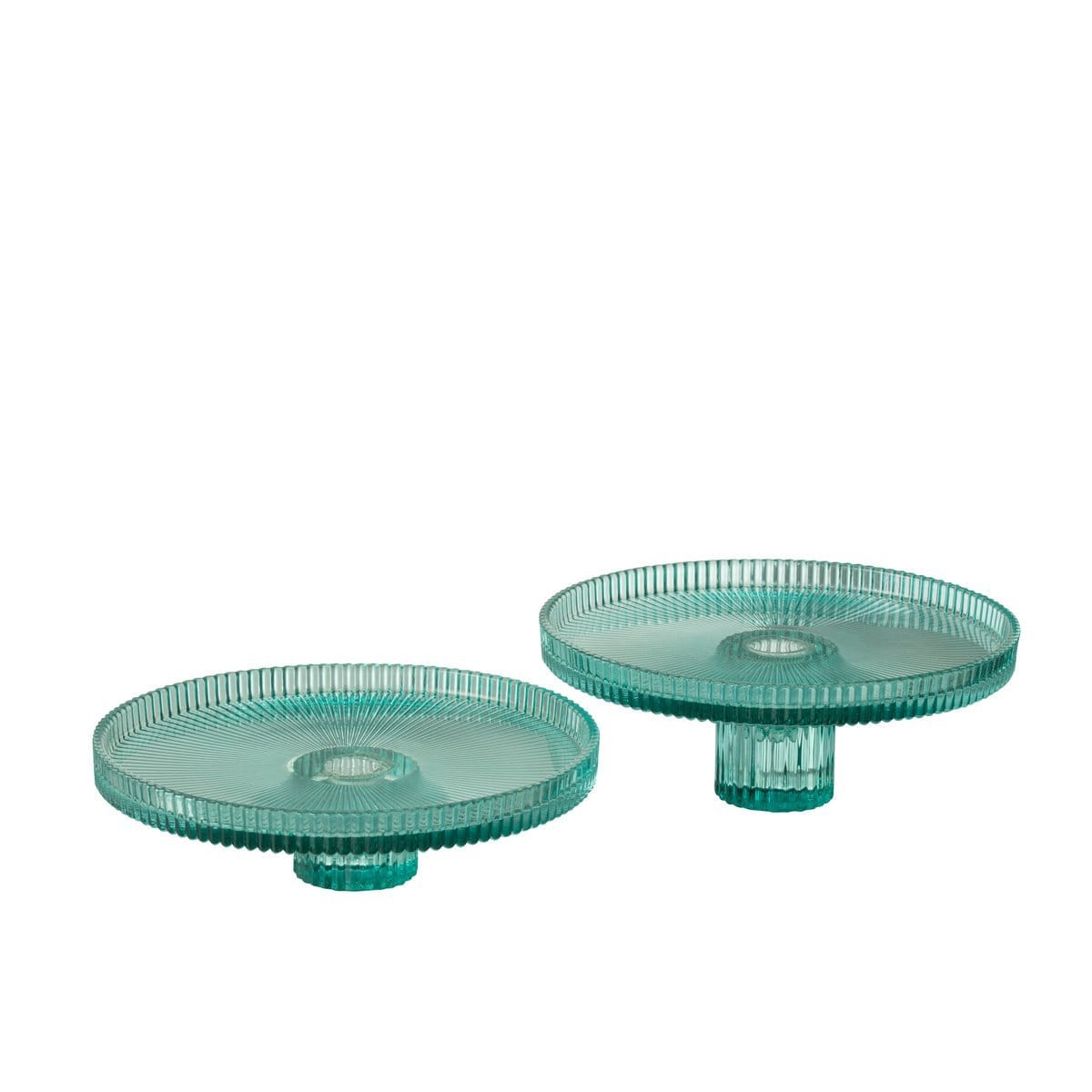 J-Line J-Line Cake bord - taartplateau - glas - transparant/ azuurblauw - 2x