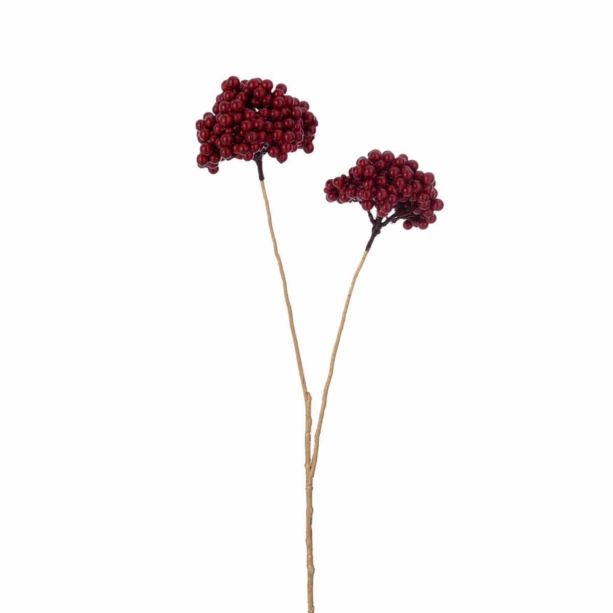 J-Line J-Line decoratie Tak 2 Bloemen - kunststof - rood/goud - 12 stuks