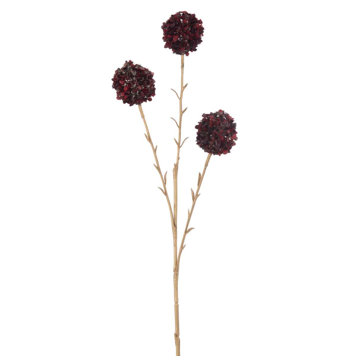 J-Line J-Line decoratie Tak 3 Bloemen - kunststof - rood/goud - L - 12 stuks