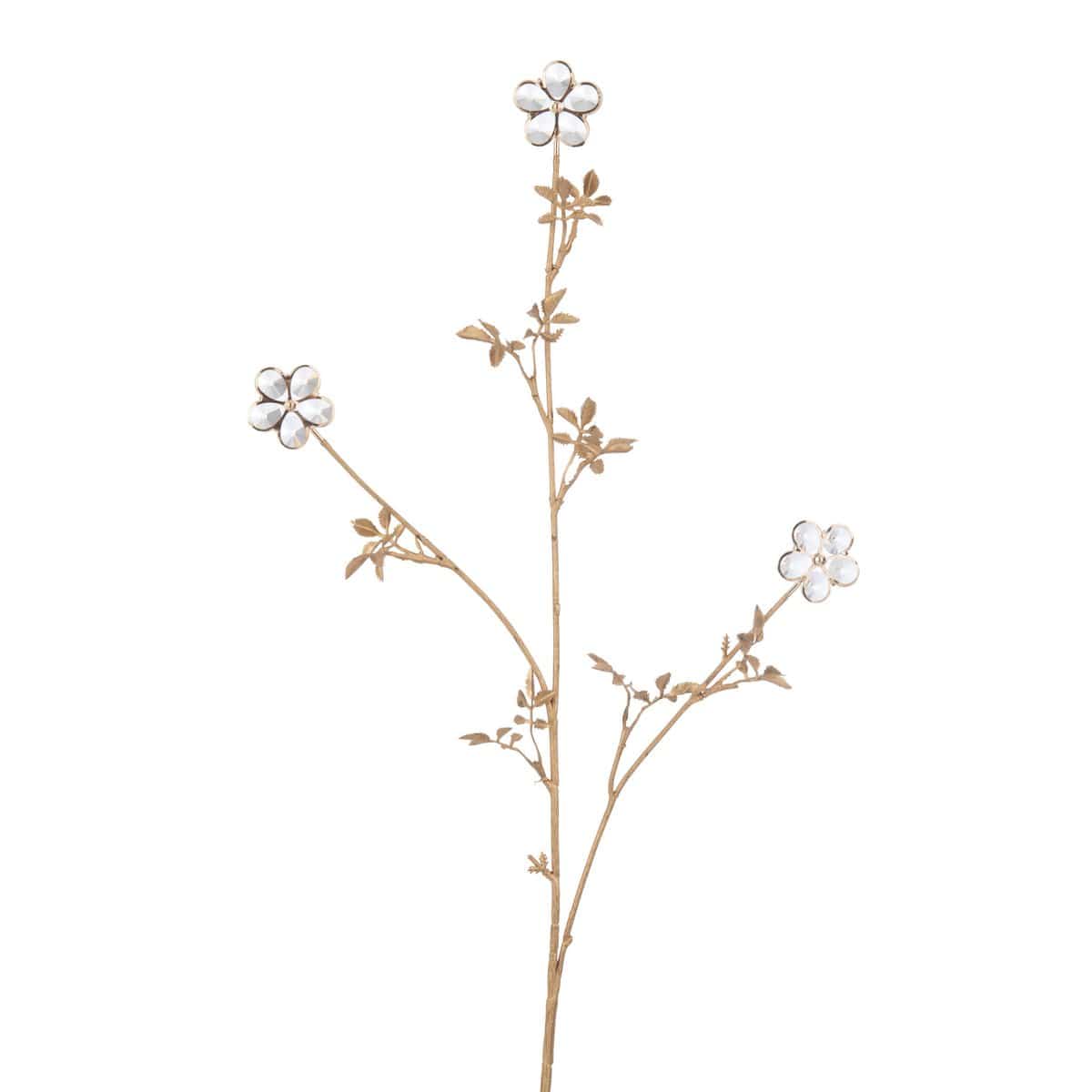 J-Line J-Line decoratie Tak Bloemen Kristal - kunststof - goud - L - 6 stuks