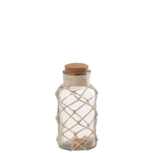 J-Line J-Line Decoratie Vaas Sand Schelpen Glas Transparent Medium