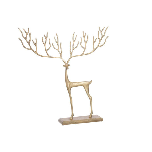 J-Line J-Line figuuur Rendier Op Voet Grafisch - aluminium/hout - goud