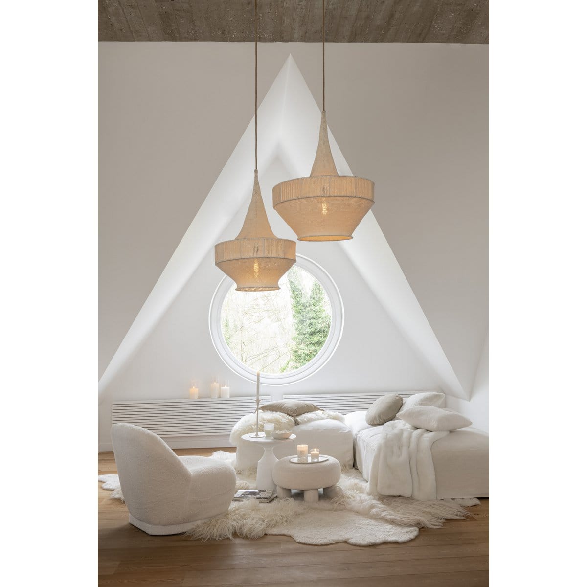 J-Line J-Line Hanglamp Handgebreid Beige Large