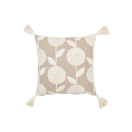 J-Line J-Line kussen Bloemen/Bladeren - katoen - taupe/beige