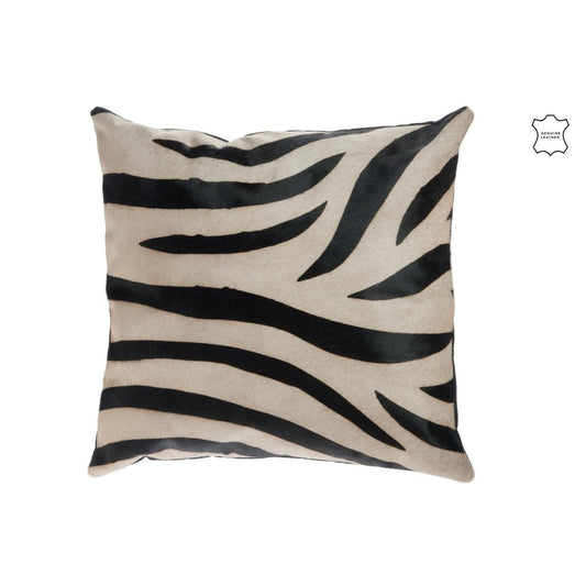 J-Line J-Line kussen Zebra - leder/canvas - zwart