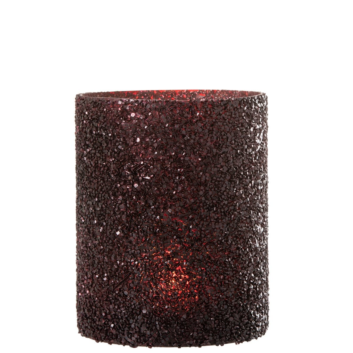 J-Line J-Line lantaarn glitter glas bordeaux groot