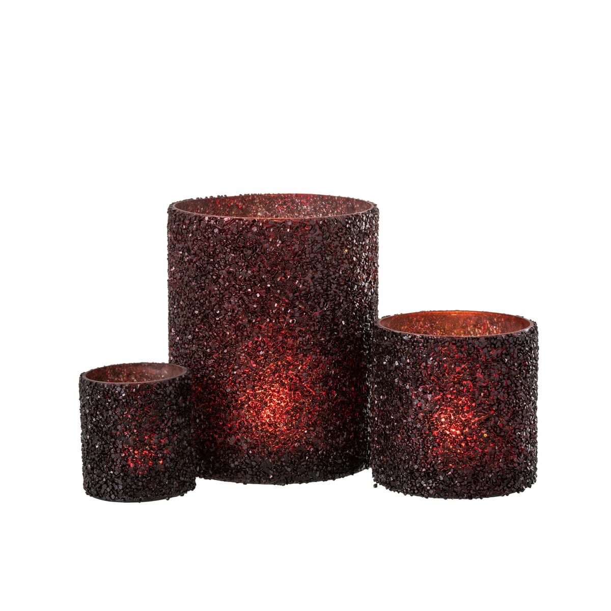 J-Line J-Line lantaarn glitter glas bordeaux groot