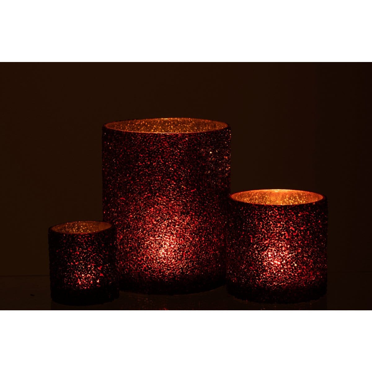 J-Line J-Line lantaarn glitter glas bordeaux groot