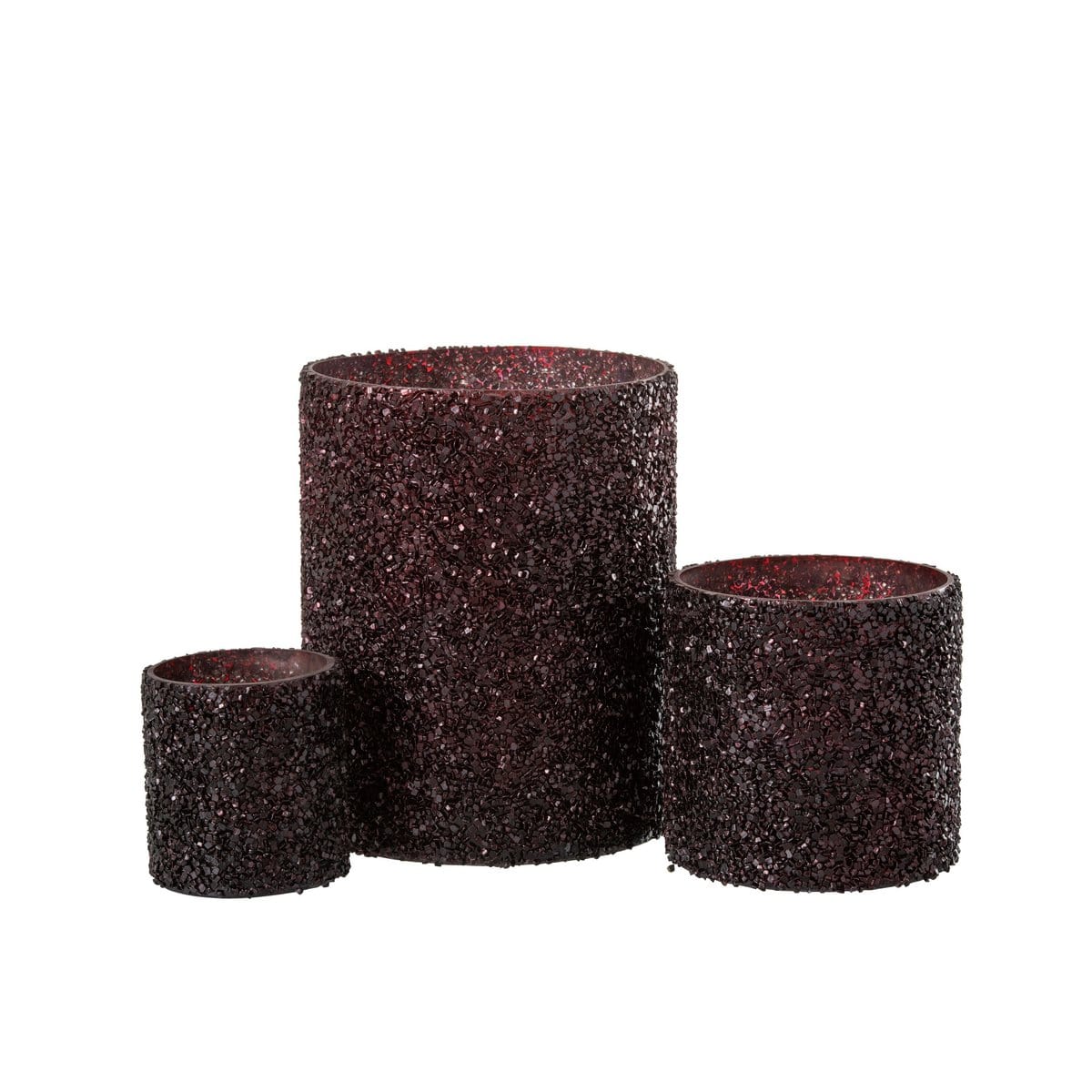 J-Line J-Line lantaarn glitter glas bordeaux groot