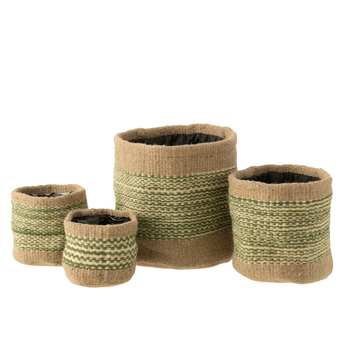 J-Line J-Line mand Rond + Band - jute - naturel/groen - large - 2 stuks