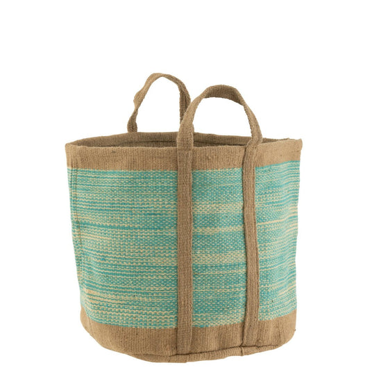 J-Line J-Line mand Rond Met Handvaten - jute - naturel/azuur