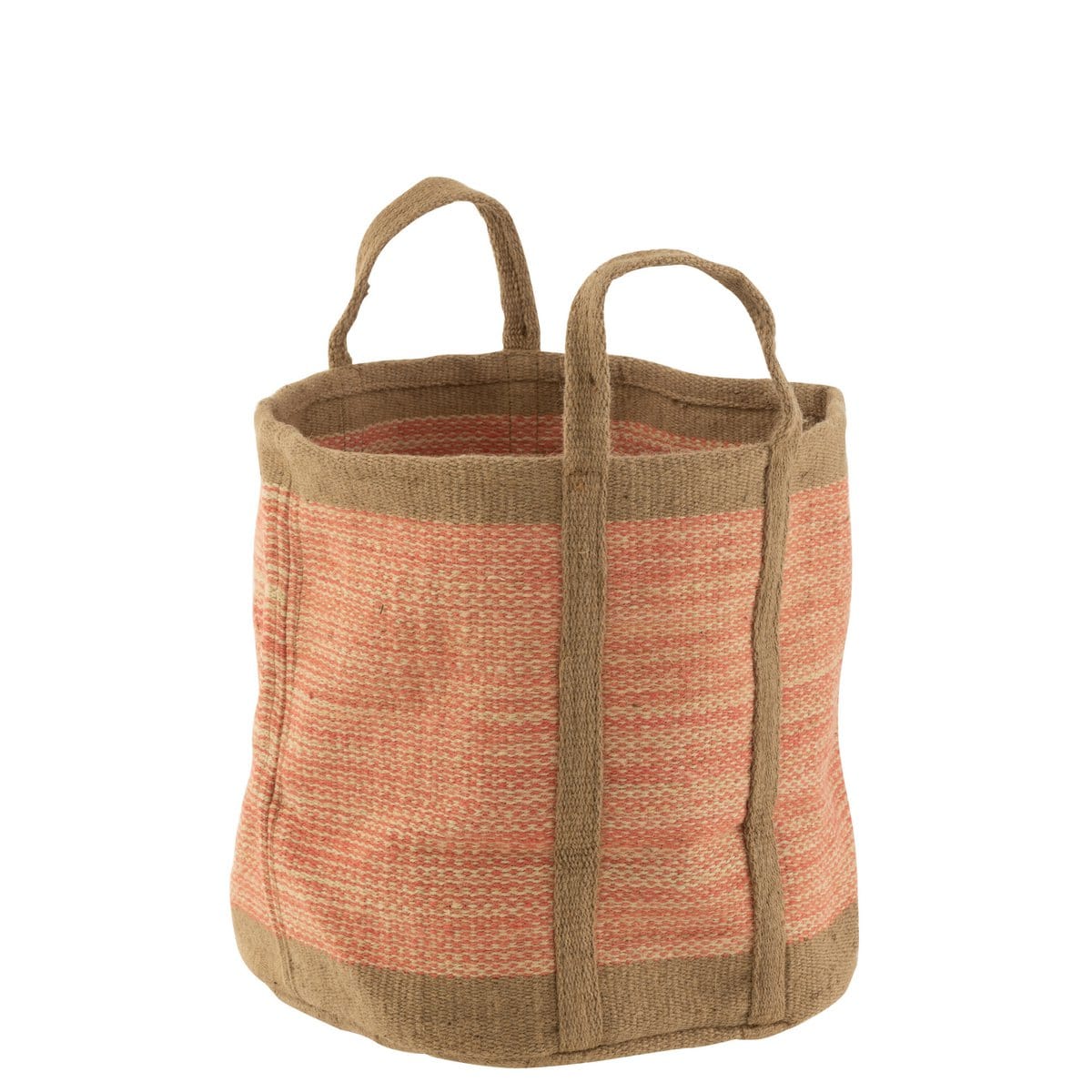 J-Line J-Line mand Rond Met Handvaten - jute - naturel/roze