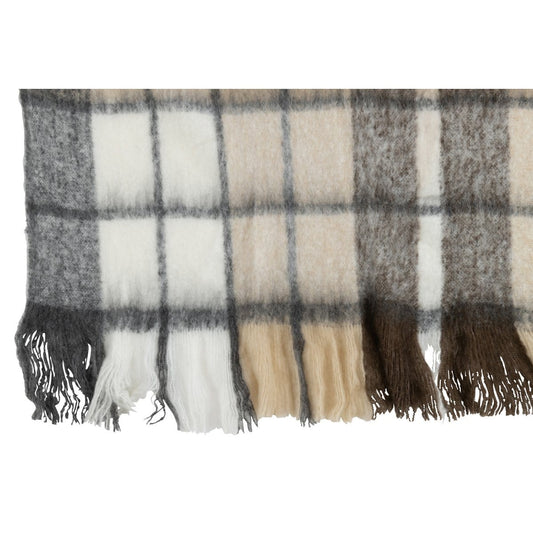 J-Line J-Line Plaid geruit - polyester - beige - 180 x 130 cm