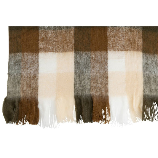 J-Line J-Line Plaid geruit - polyester - bruin/ beige - 180 x 130 cm